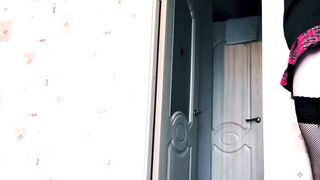 Sexy skirt and grey cotton panty poop