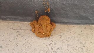 Korean girl pooping on the stairs