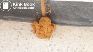 Korean girl pooping on the stairs