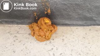 Korean girl pooping on the stairs