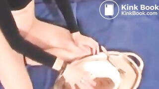 Woman eating shit