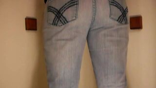 Girl pooping jeans