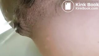 Girls pisses out her ass