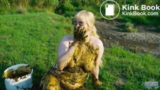 Collecting cowshit and masturbating with it