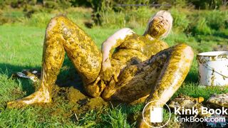 Collecting cowshit and masturbating with it