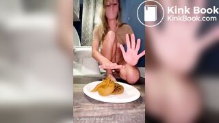 Woman Takes Huge Creamy Dump On Plate