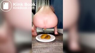 Woman Takes Huge Creamy Dump On Plate
