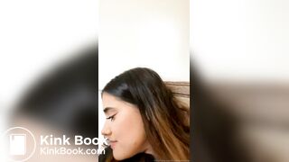 Latina pushes out buttplug with an accident