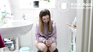 Girl pooping on the toilet