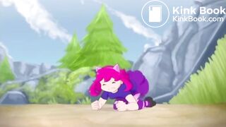 Animation girl diaper moment and pooping moment