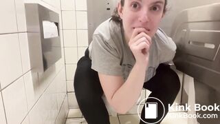 a delicious fat ass shitting in public toilet
