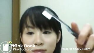 Asian brush teeth with shit