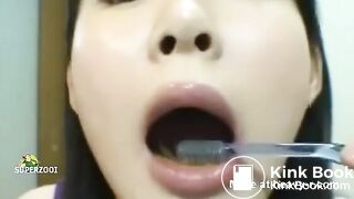 Asian brush teeth with shit