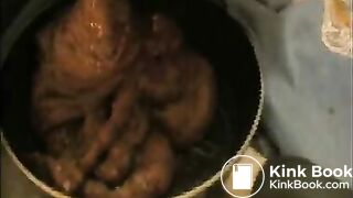 Giant pile of poop in a pan