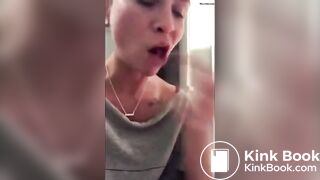 Brunette scat swallow
