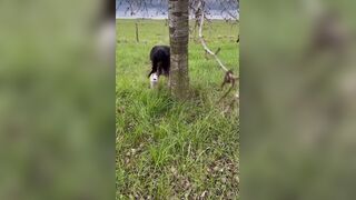 IG Model takes a dump outside