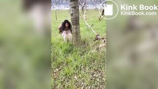 IG Model takes a dump outside