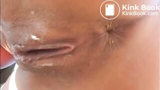 Nice brunette shits at ladder