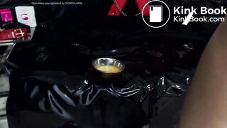 Latina plays with pee and poo - drinks from glas