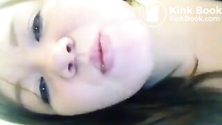 Asian girl tastes her shit