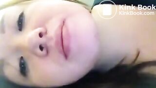 Asian girl tastes her shit