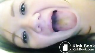 Asian girl tastes her shit