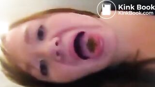 Asian girl tastes her shit