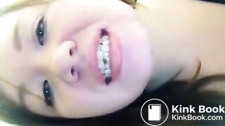 Asian girl tastes her shit