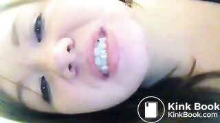 Asian girl tastes her shit