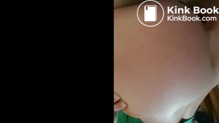 Girl pooping at building site