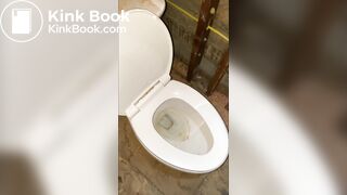 Girl pooping at building site