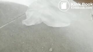 Korean girl outside poop