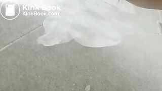 Korean girl outside poop