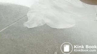 Korean girl outside poop