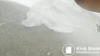 Korean girl outside poop