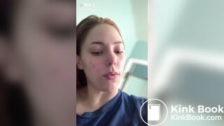 Ginger girl pooping on toilet