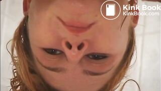 Sweet retro lady shits naked on shower