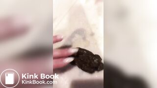 Dirty blonde slut tastes her shit