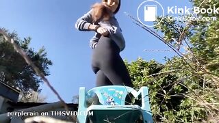 Outdoor girl poop