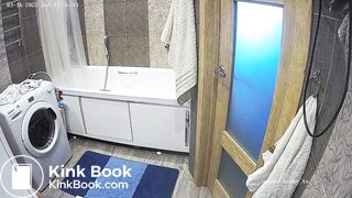 Woman pooping in Toilet 300