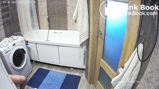 Woman pooping in Toilet 300