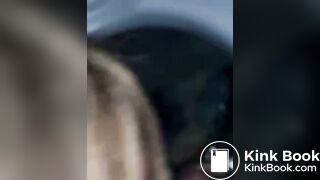 Teen toilet slave licks scat in public porta