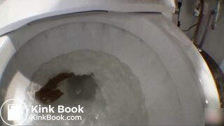 Girl use enema to poop on the toilet