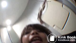 Girl use enema to poop on the toilet