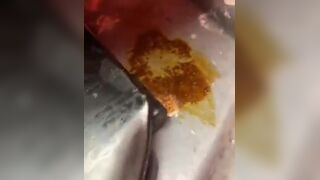 Licking old shit from Port poty