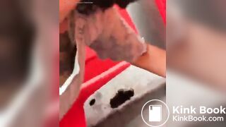 Licking old shit from Port poty