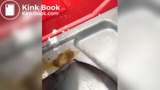 Licking old shit from Port poty