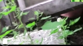 Woman pooping at festival