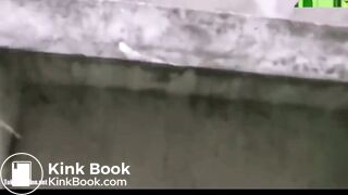 Woman pooping at festival