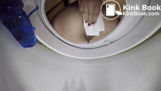 001Young girl pooping in a toilet